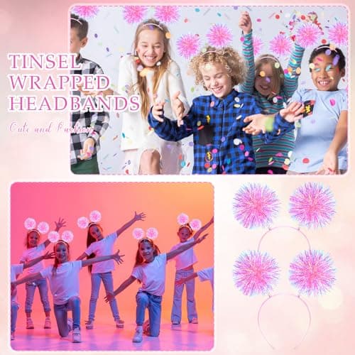 Fluffy Foil Pom Pom Headbands for Party