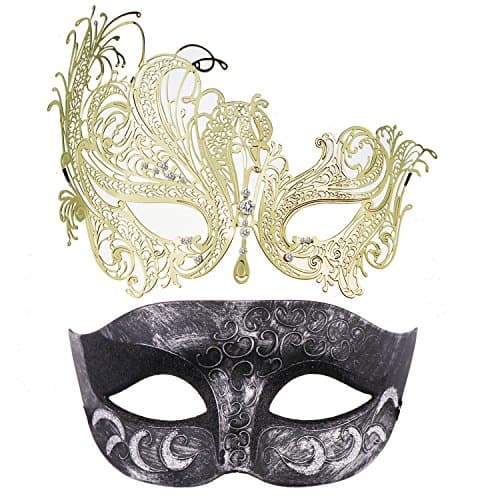 Thmyo 2 Pack Masquerade Mask for Venetian Carnival and Mardi Gras Ball
