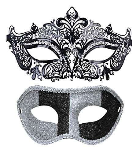 Thmyo Black Couples Venetian Masquerade Mask for Halloween Mardi Gras