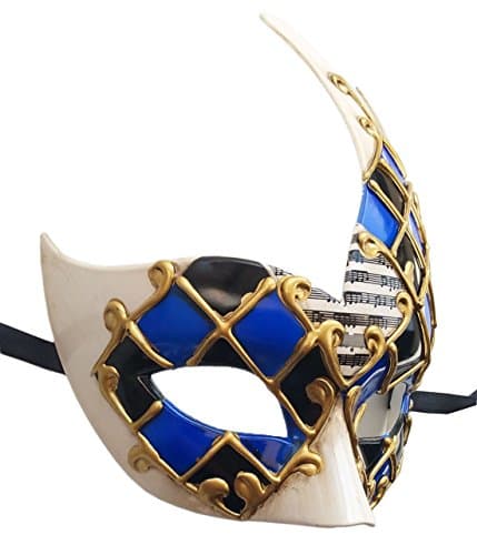 Coolwife Men's Vintage Venetian Checkered Masquerade Mask for Musical Party