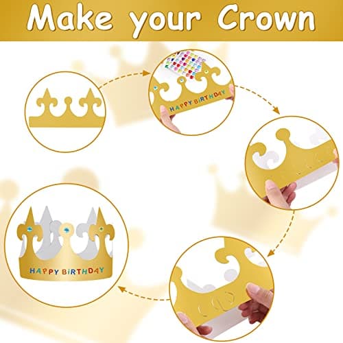 Fowecelt 34 Piece Paper Crown Set for Kids' Birthday Party