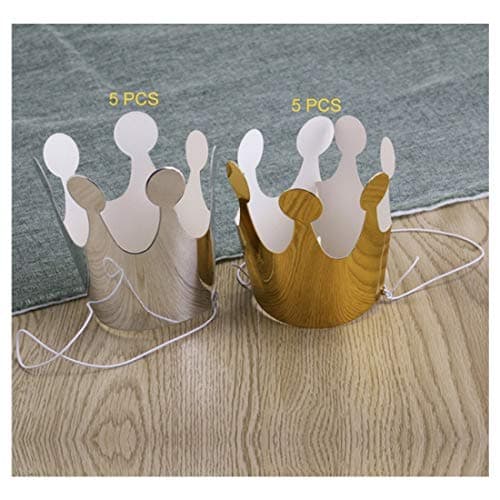 10pcs Unisex Paper Crowns Golden & Silver Party Favors Accessories