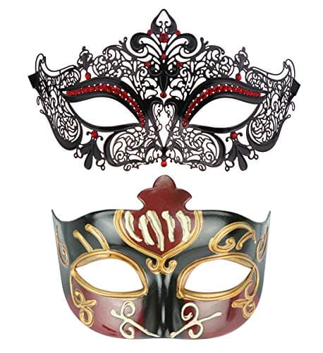 Thmyo Black Couples Venetian Masquerade Mask for Halloween Mardi Gras