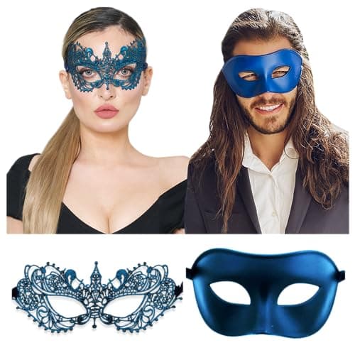 Matching Luxury Mask Set - Men & Women's Sexy Masquerade Mask for Parties