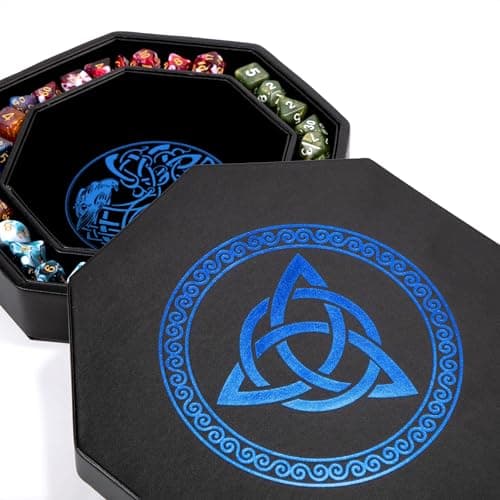 Exquisitely Detailed Green World Tree & Triquetra 8" DND Dice Tray - Premium Roll & Storage