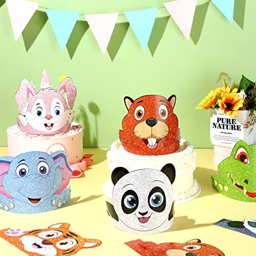 Tinlade 48pcs Jungle Safari Animal Headbands Sea Animals Birthday Hats
