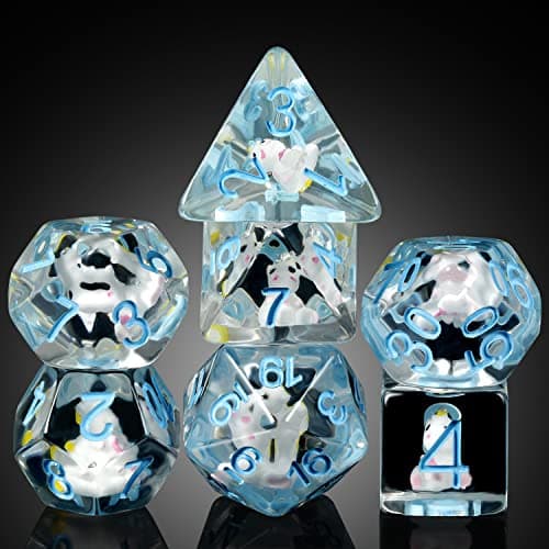 Enchanting Cat D&D 7PC Resin Dice Set with Bag