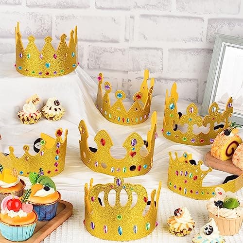 Gold Glitter DIY Birthday Crowns for Kids School Crafts