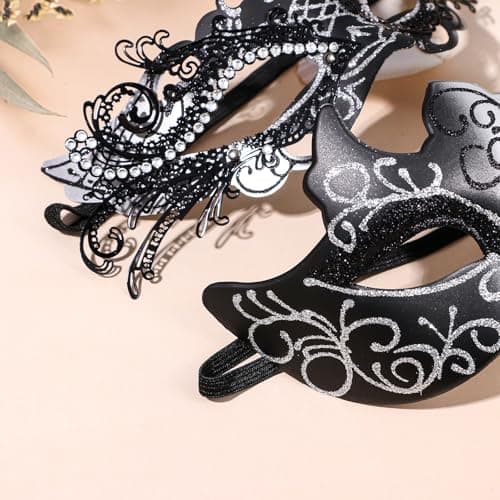 OIDEA Masquerade Mask Couples Set: Rhinestones Cosplay Party Mask