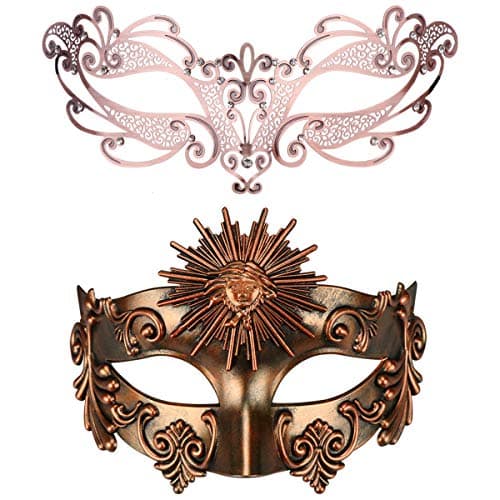 Thmyo Venetian Couple's Crown Masquerade Mask Mardi Gras Prom Costume