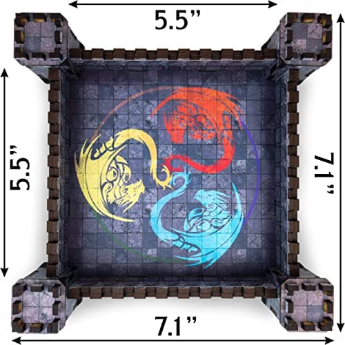 Castle Dice Rolling Tray | Square Wooden DND Dice Tray - USA | Dungeons and Dragons
