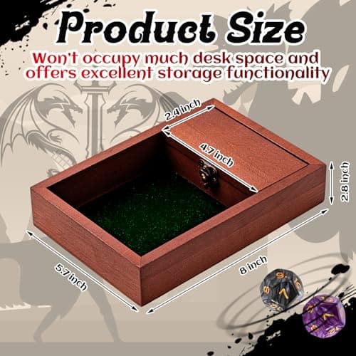 Wooden Dice Tray with Storage & Travel Lid Secures Metal Latch