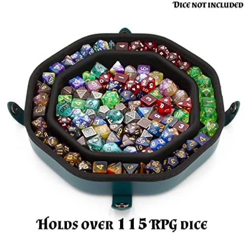 CASEMATIX Dice Tray and Storage Case for 115+ RPG Dice - Magnetic Snaps, Embossed Design, Non-Scratch Interior