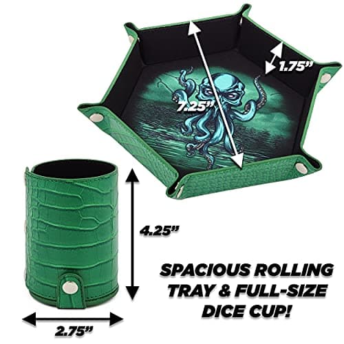 CASEMATIX Folding Dice Tray & Cup Shaker Set - Portable DND Dice Mat