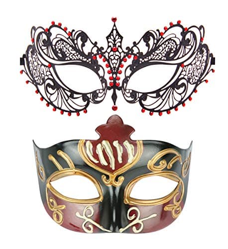 Thmyo Venetian Couple's Crown Masquerade Mask Mardi Gras Prom Costume