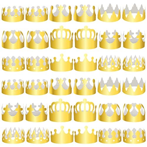 Gold Crown Paper Party Favors for Boys, Girls, and Adults