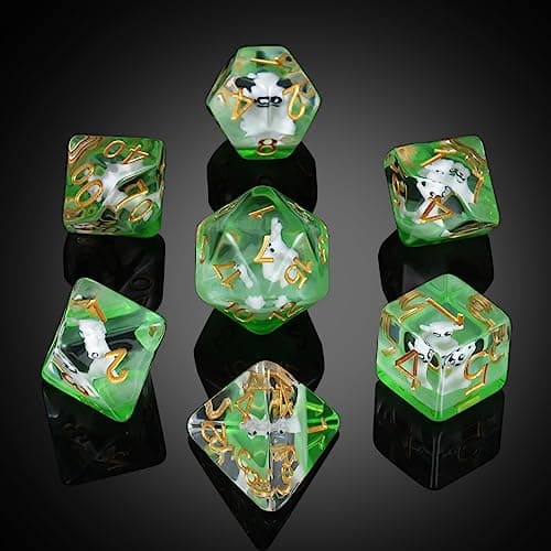 Enchanting Cat D&D 7PC Resin Dice Set with Bag