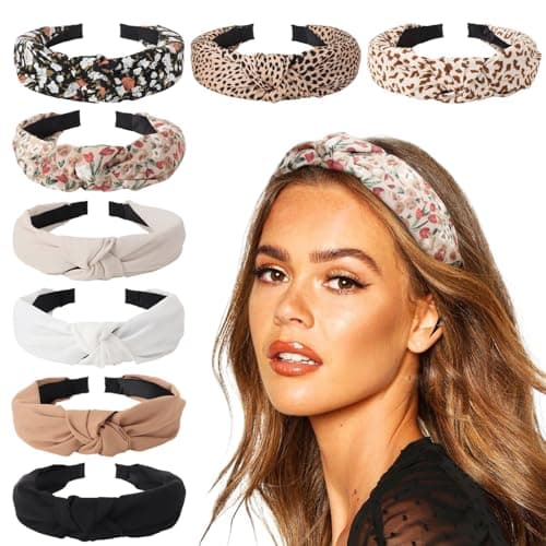 DRESHOW 8 Pack Knotted Headbands for Women Wide Turban Yoga Exercise Accessories