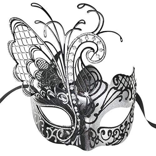 Ubauta Rhinestone Venetian Women Mask for Masquerade/Costume Ball (Gold Blue Butterfly)