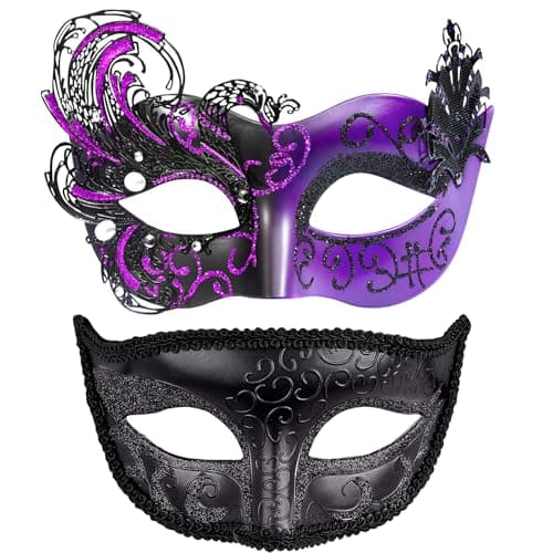 Couples Masquerade Metal Venetian Masks