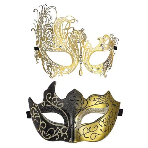 YU FENG Venetian Masquerade Mask for Women, Couples & Besties Prom, Balls, Mardi Gras, Halloween & Parties Costume Mask