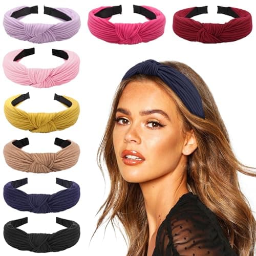 DRESHOW 8 Pack Knotted Headbands for Women Wide Turban Yoga Exercise Accessories