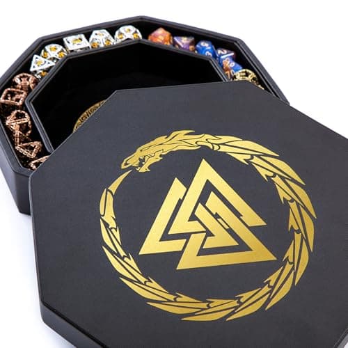 Copper Valknut & Dragon Dice Tray - 8 Inch DND & RPG Rolling Tray with Box Storage