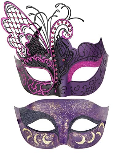 IETANG Couple Half Venetian Masquerade Mask for Parties
