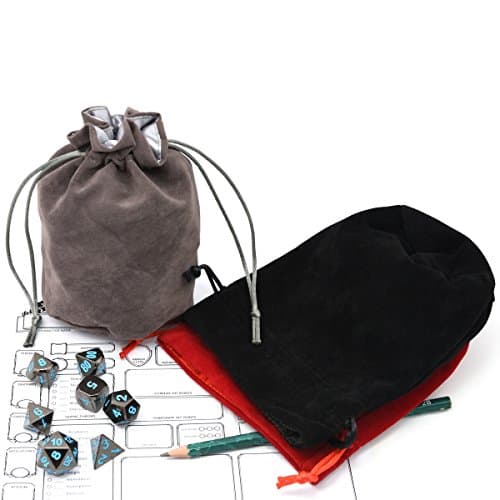 Red/Grey/Black Drawstring Dice Bag - Dungeons & Dragons Fabric