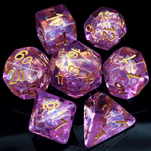 Haxtec Black DND Dice Set 7PC Filled Resin Polyhedral Dice