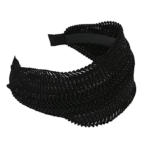 LONELY 5 Pack Mix Color Glitter Headbands for Women Velvet Hair Band with Teeth