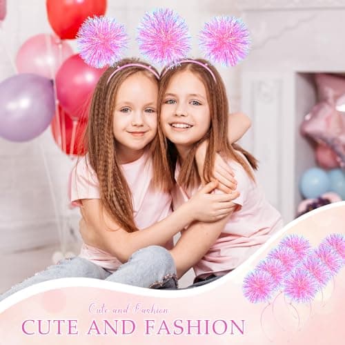 Fluffy Foil Pom Pom Headbands for Party