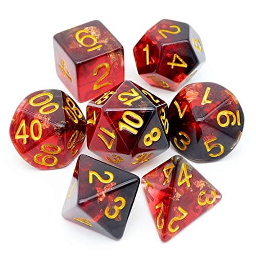 Haxtec Black DND Dice Set 7PC Filled Resin Polyhedral Dice