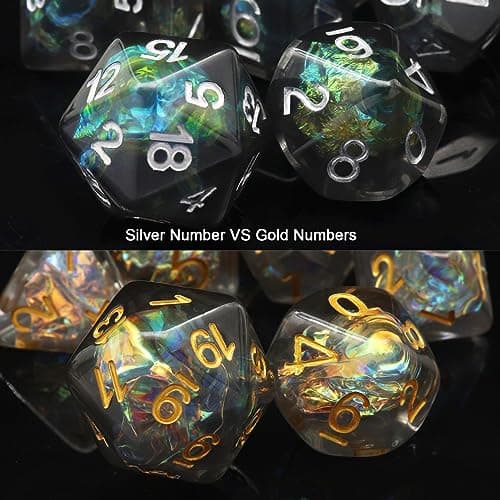 Haxtec Black DND Dice Set 7PC Filled Resin Polyhedral Dice