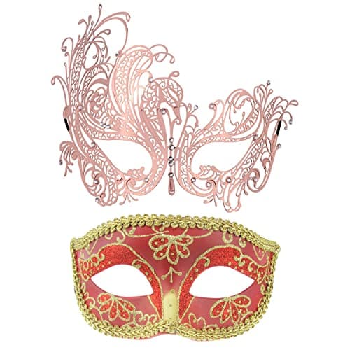 Thmyo 2 Pack Masquerade Mask for Venetian Carnival and Mardi Gras Ball