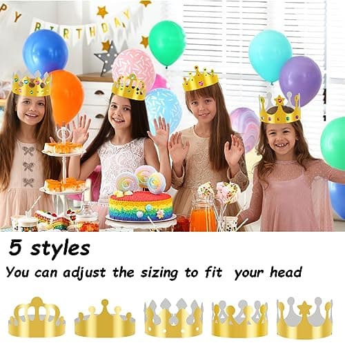 BOYIVI Jeweled Paper Crowns for Kids Birthday Hats DIY Supplies