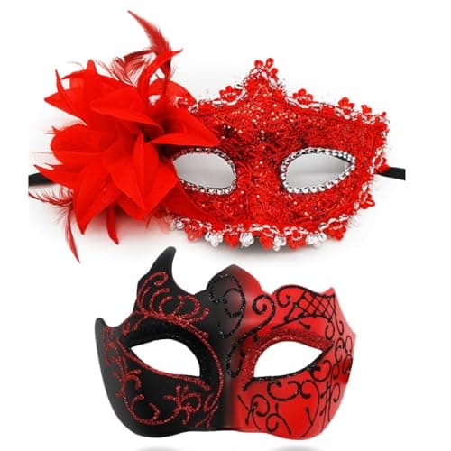 Cosmer Masquerade Mask for Couples Halloween & Mardi Gras Party