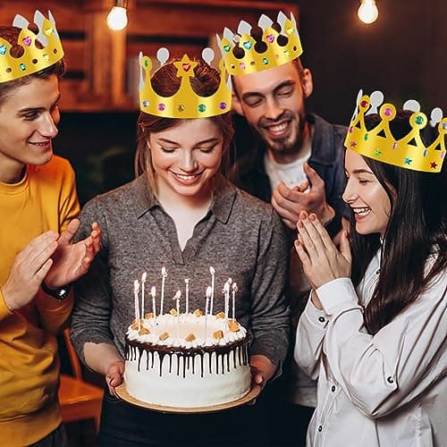 BOYIVI Jeweled Paper Crowns for Kids Birthday Hats DIY Supplies
