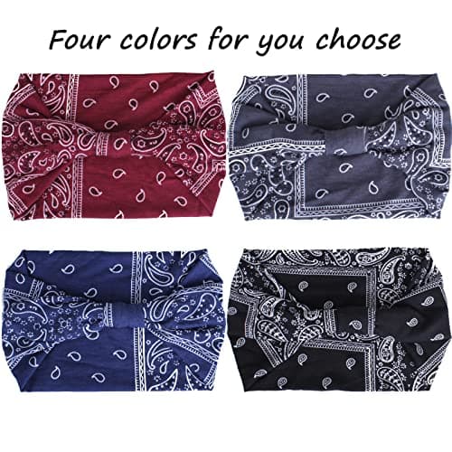 XTREND 4 Packs Wide Elastic Knotted Headbands Bohemian Style+='