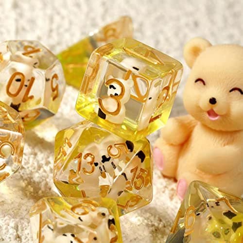 Enchanting Cat D&D 7PC Resin Dice Set with Bag