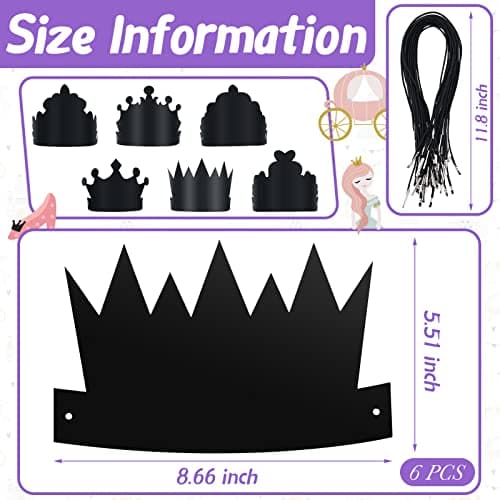 Lewtemi 110 Pcs Rainbow Scratch DIY Paper Crowns & Hats Bulk Set