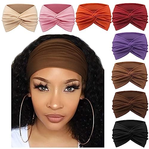 DRESHOW 8 Pack Adjustable Knotted Headbands for Women & Girls