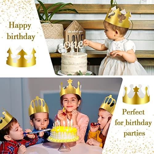 200 Pcs Golden Paper Crowns Bulk for Birthday Celebration Party Supplies