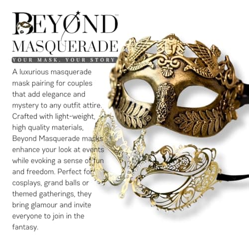 BEYOND MASQUERADE B Couple's Roman God Masquerade Mask (GOLD)