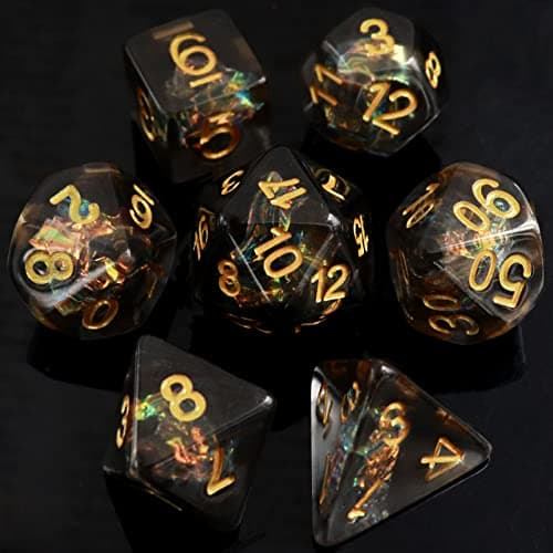 Haxtec Black DND Dice Set 7PC Filled Resin Polyhedral Dice