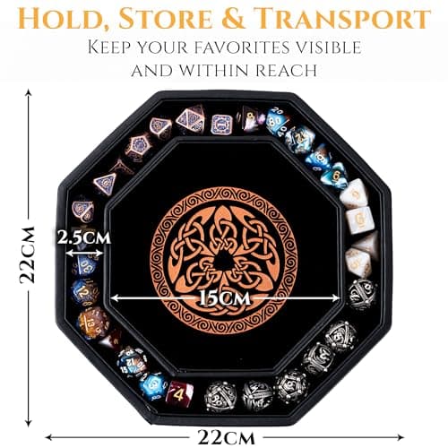 Copper Valknut & Dragon Dice Tray - 8 Inch DND & RPG Rolling Tray with Box Storage