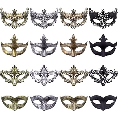 FEQO 16 Pieces Vintage Venetian & Antique Masquerade Masks