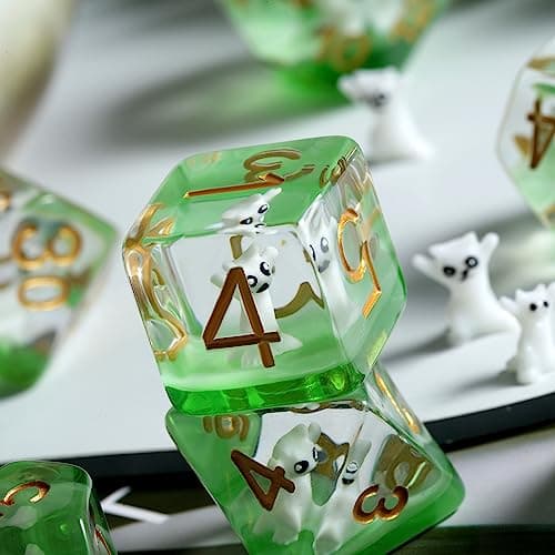 Enchanting Cat D&D 7PC Resin Dice Set with Bag