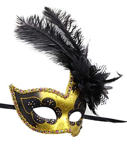 Coolwife Feather Masquerade Mask for Halloween and Cosplay