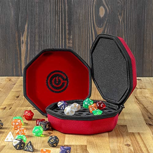 GEEKON Protective Dice Case & Felt Tray - Holds Over 75 Dice! Perfect for Game Night! (Red)